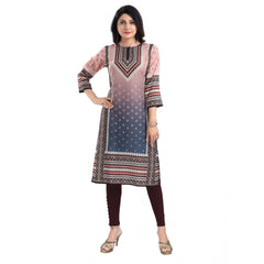 3/4th Sleeve Masleen Tunic Long Kurti (Peach)