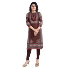 3/4th Sleeve Masleen Tunic Long Kurti (Brown)