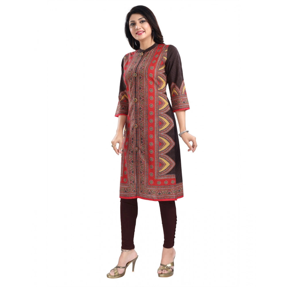 3/4th Sleeve Cotton Blend Tunic Long Kurti (Multicolor)