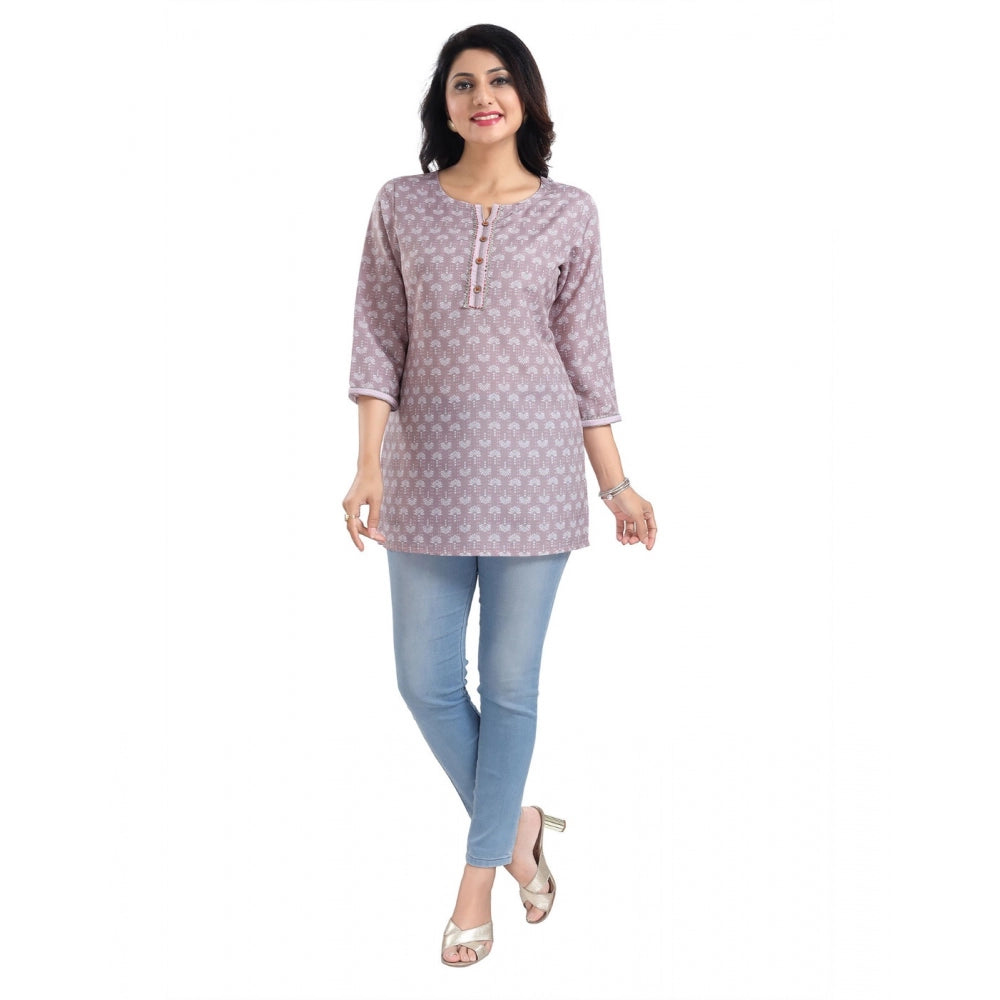 3/4th Sleeve Viscose Blend Tunic Short Top (Pink)