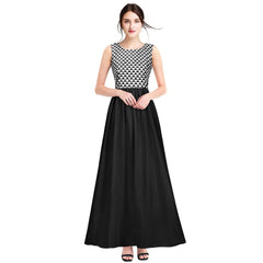 Women's American Crepe Western Wear Flare Long Gown (Black)