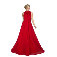 Women's Georgette Western Wear Flare Long Gown (Red)