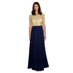 Women's Gorgee Western Wear Flare Long Gown (Blue)