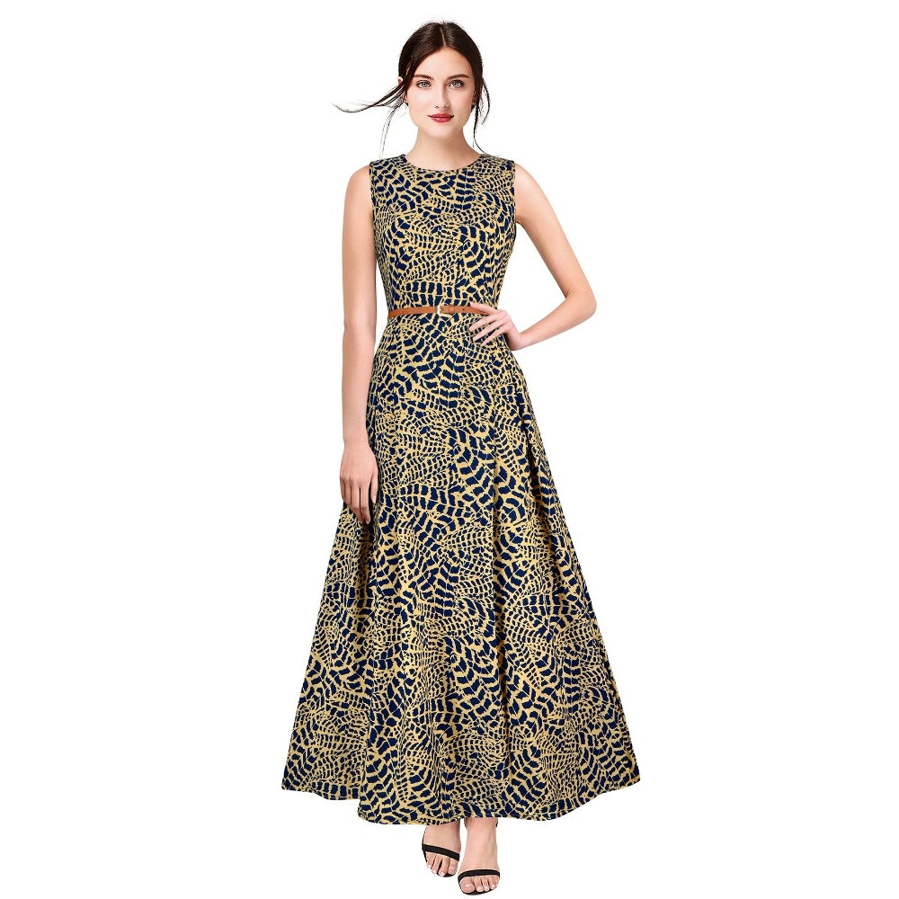 Women's American Crepe Western Wear Flare Long Gown (Chiku)