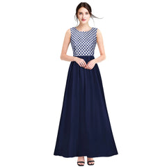 Women's American Crepe Western Wear Flare Long Gown (Blue)