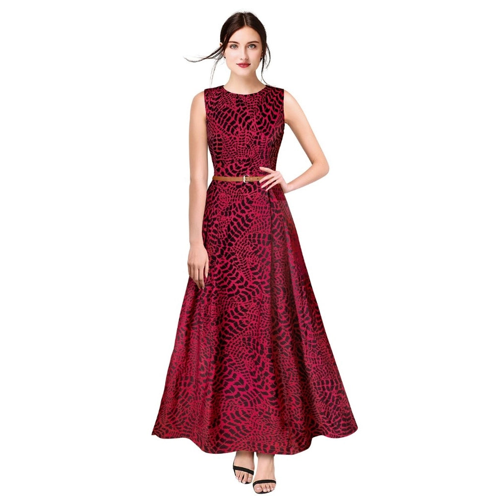 Women's American Crepe Western Wear Flare Long Gown (Gajari)