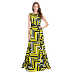 Women's American Crepe Western Wear Flare Long Gown (Yellow)