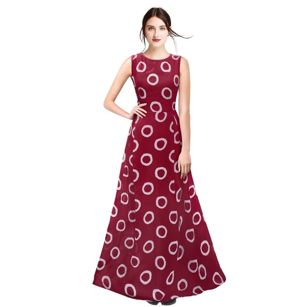 Women's Georgette Western Wear Flare Long Gown (Maroon)