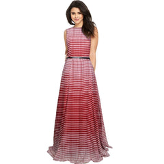 Women's Georgette Western Wear Flare Long Gown (Maroon)