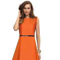 Women's Taffeta Silk Western Wear Flare Long Gown (Orange)