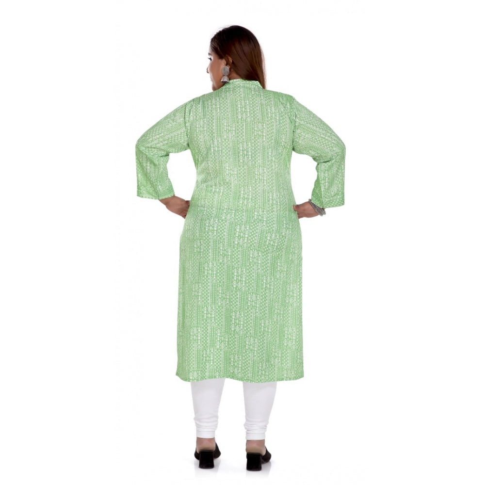 Women's Casual 3/4th Sleeve Imported Synthetic Full printed Straight Kurti (Pista Green)