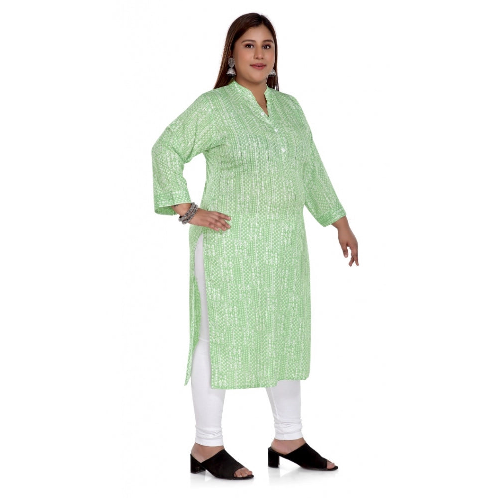 Women's Casual 3/4th Sleeve Imported Synthetic Full printed Straight Kurti (Pista Green)