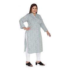 Women's Casual 3/4th Sleeve Imported Synthetic Full printed Straight Kurti (Grey)