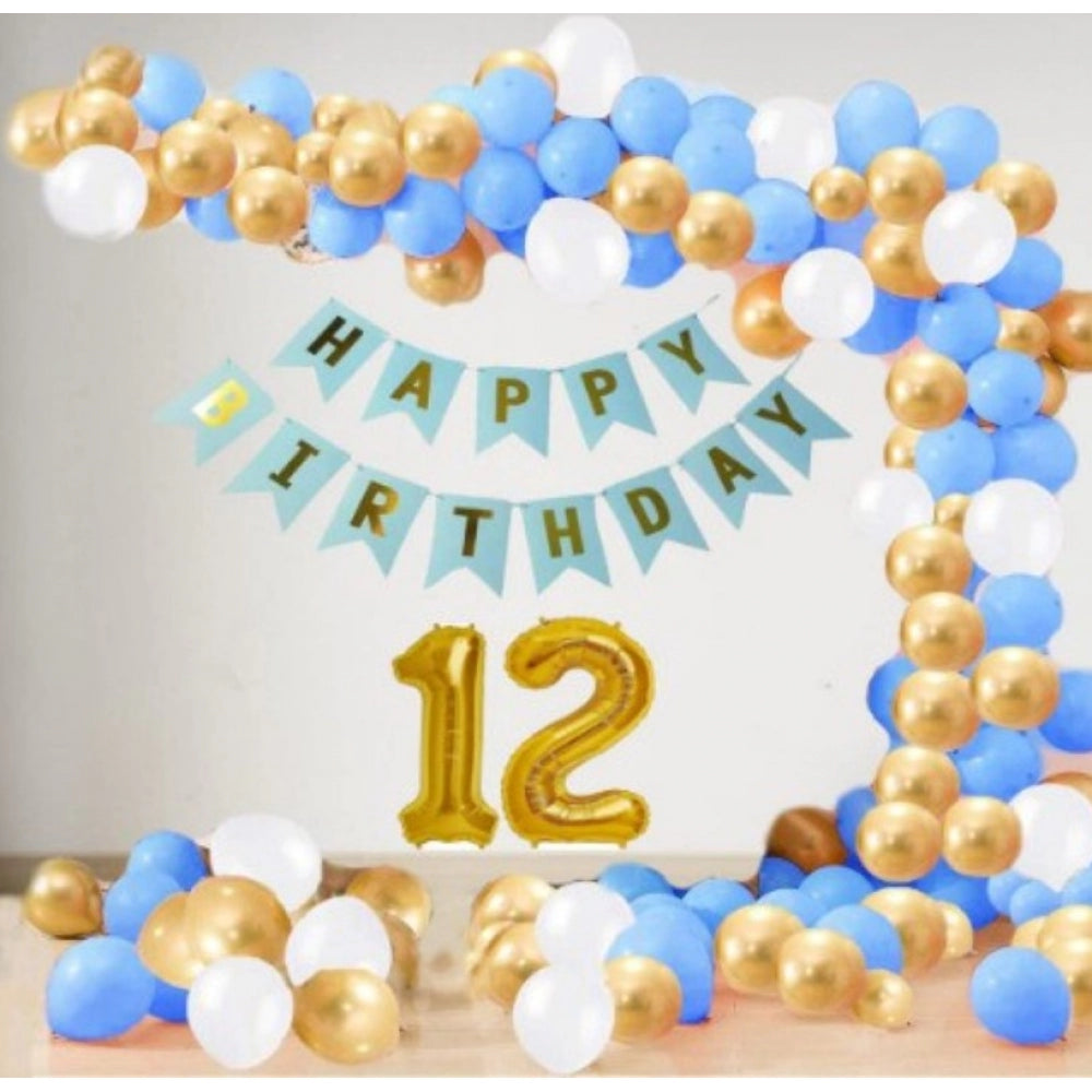 12Th Year Decoration Kit For Boy And Girl With Banner And Balloons (Blue)