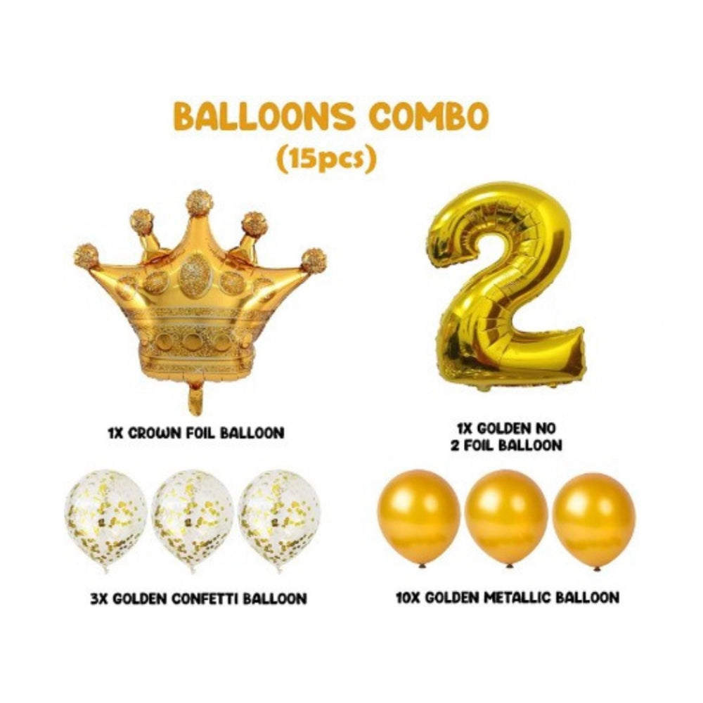 2Nd Birthday Decoration Items For Boys Or Girls (Golden)