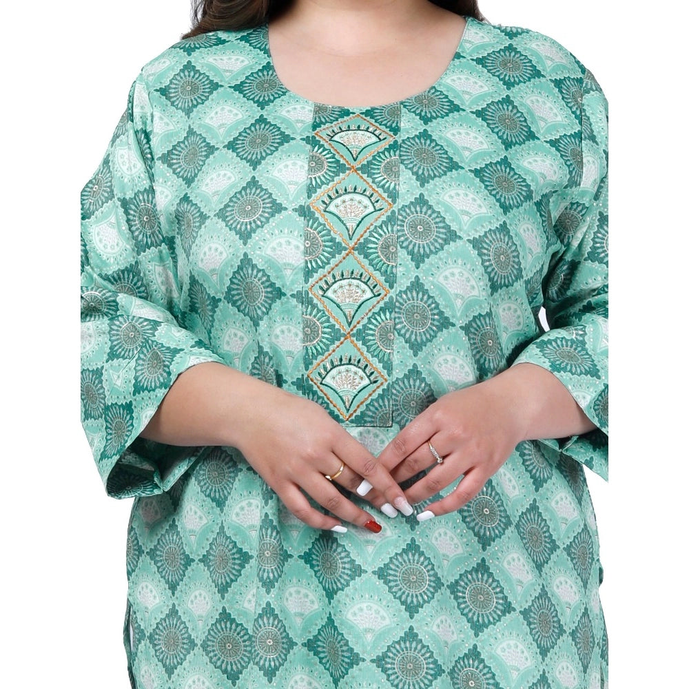 Women's office wear Golden Foil Capsule Straight Kurti (Light Green)