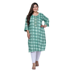 Women's office wear Golden Foil Capsule Straight Kurti (Light Green)