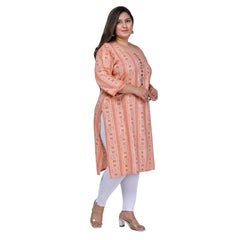 Women's office wear Golden Foil Capsule Straight Kurti (Orange)