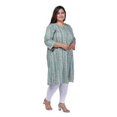 Women's office wear Golden Foil Capsule A-Line Kurti (Light Green)