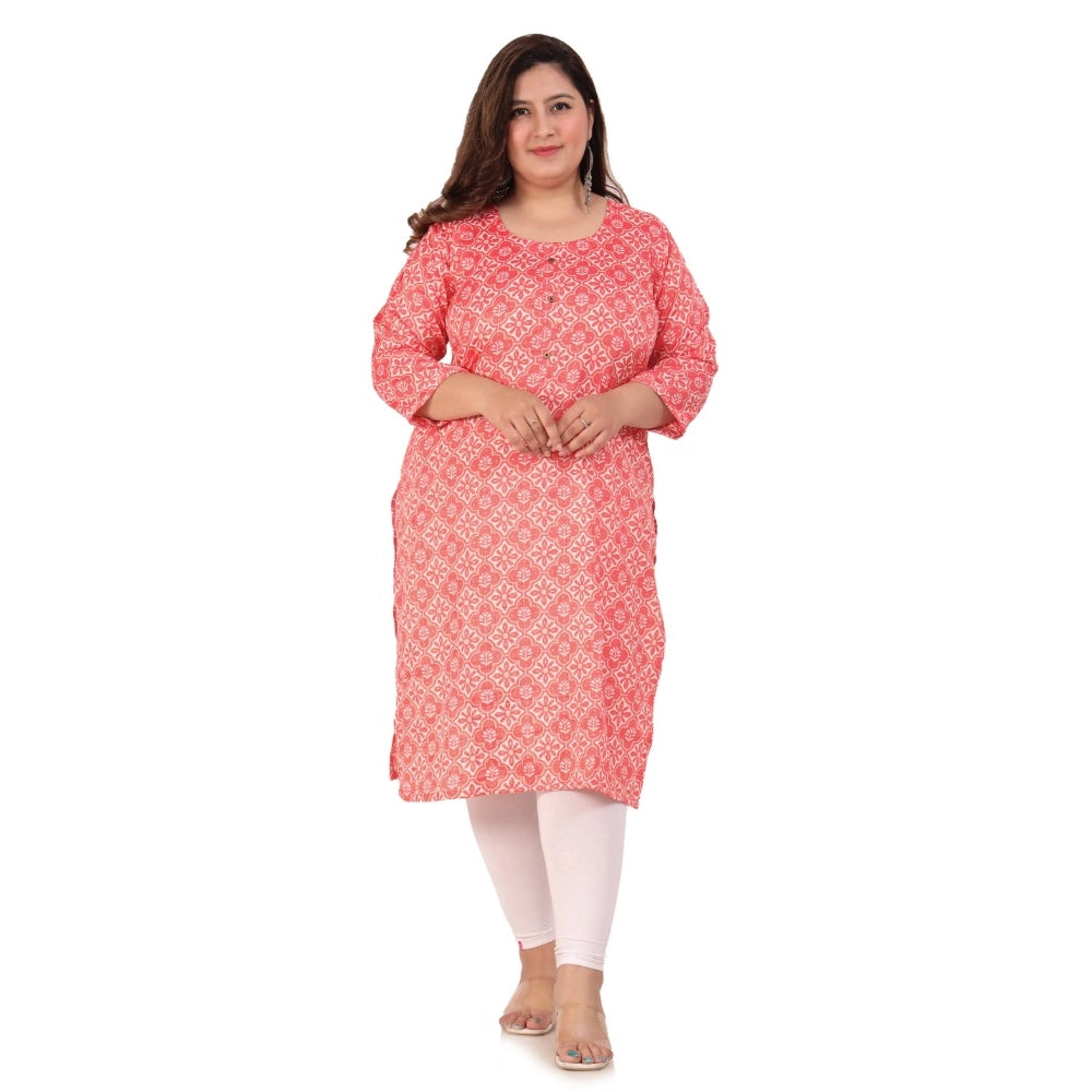 Women's office wear Designer Printed Capsule Straight Kurti (Pink)