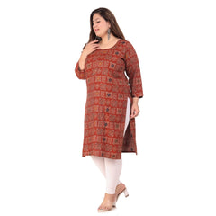 Women's office wear Designer Printed Capsule Straight Kurti (Maroon)