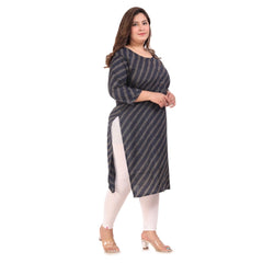 Women's office wear Stripe Capsule Straight Kurti (Navy Blue)