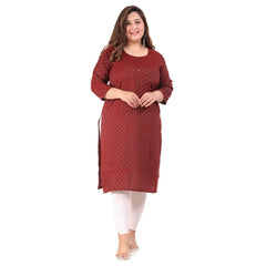 Women's office wear Bandhini Printed Capsule Straight Kurti (Maroon)