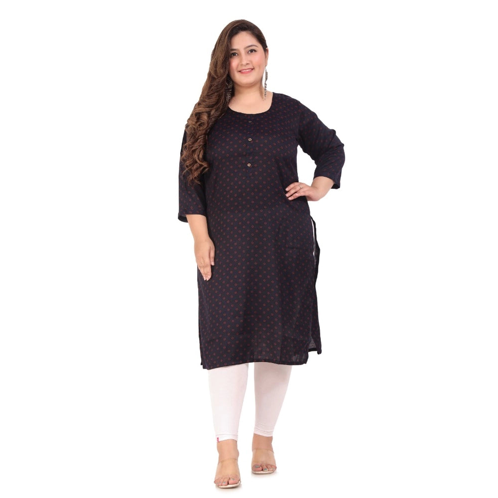 Women's office wear Bandhini Printed Capsule Straight Kurti (Navy Blue)