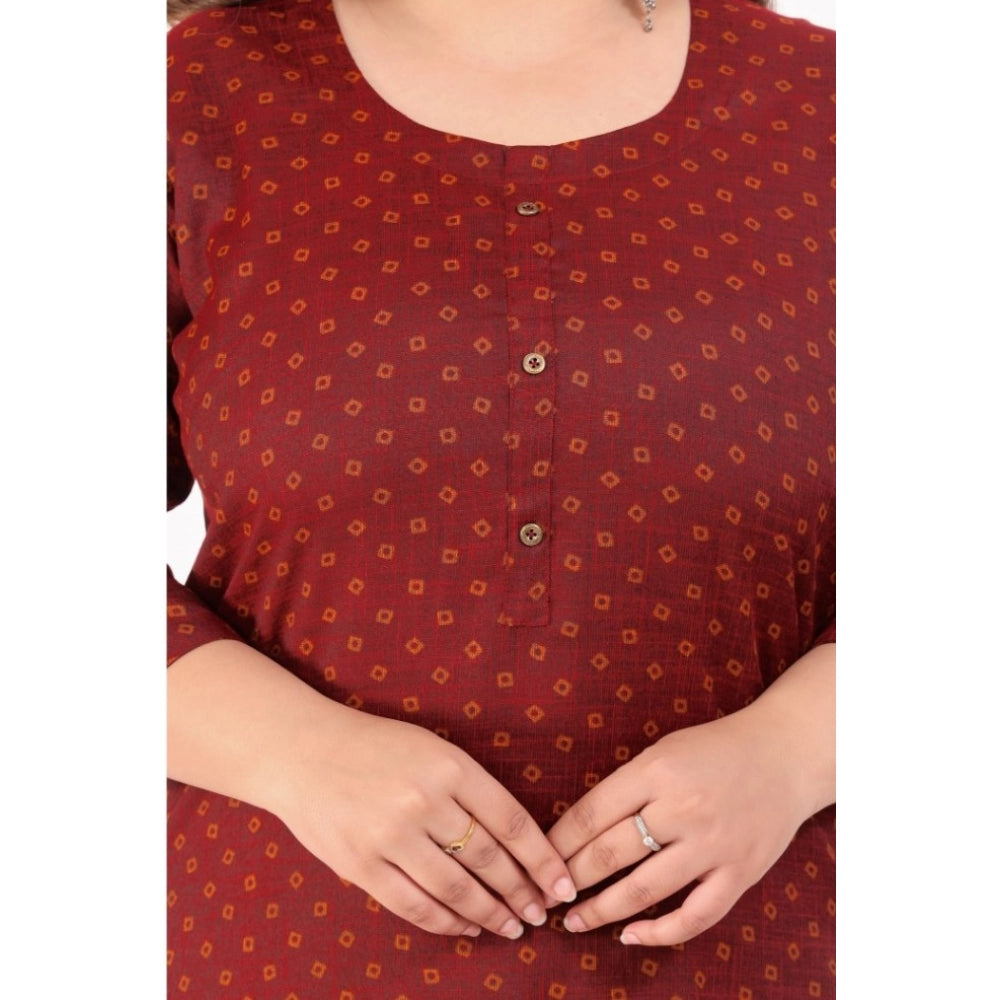 Women's office wear Bandhini Printed Capsule Straight Kurti (Maroon)