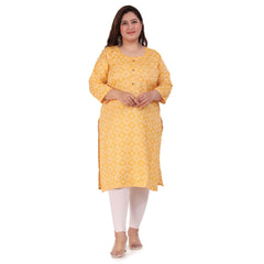 Women's office wear Designer Printed Capsule Straight Kurti (Yellow)