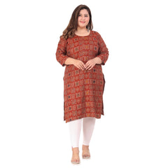 Women's office wear Designer Printed Capsule Straight Kurti (Maroon)