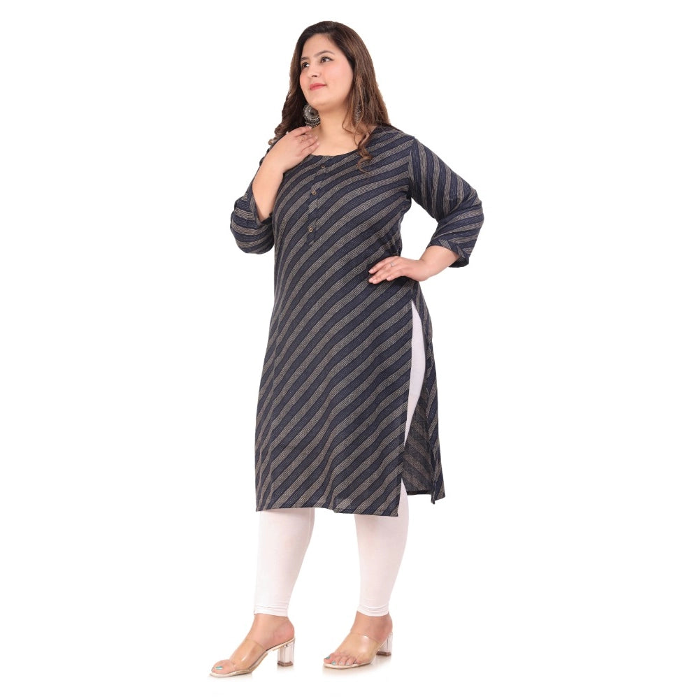 Women's office wear Stripe Capsule Straight Kurti (Navy Blue)