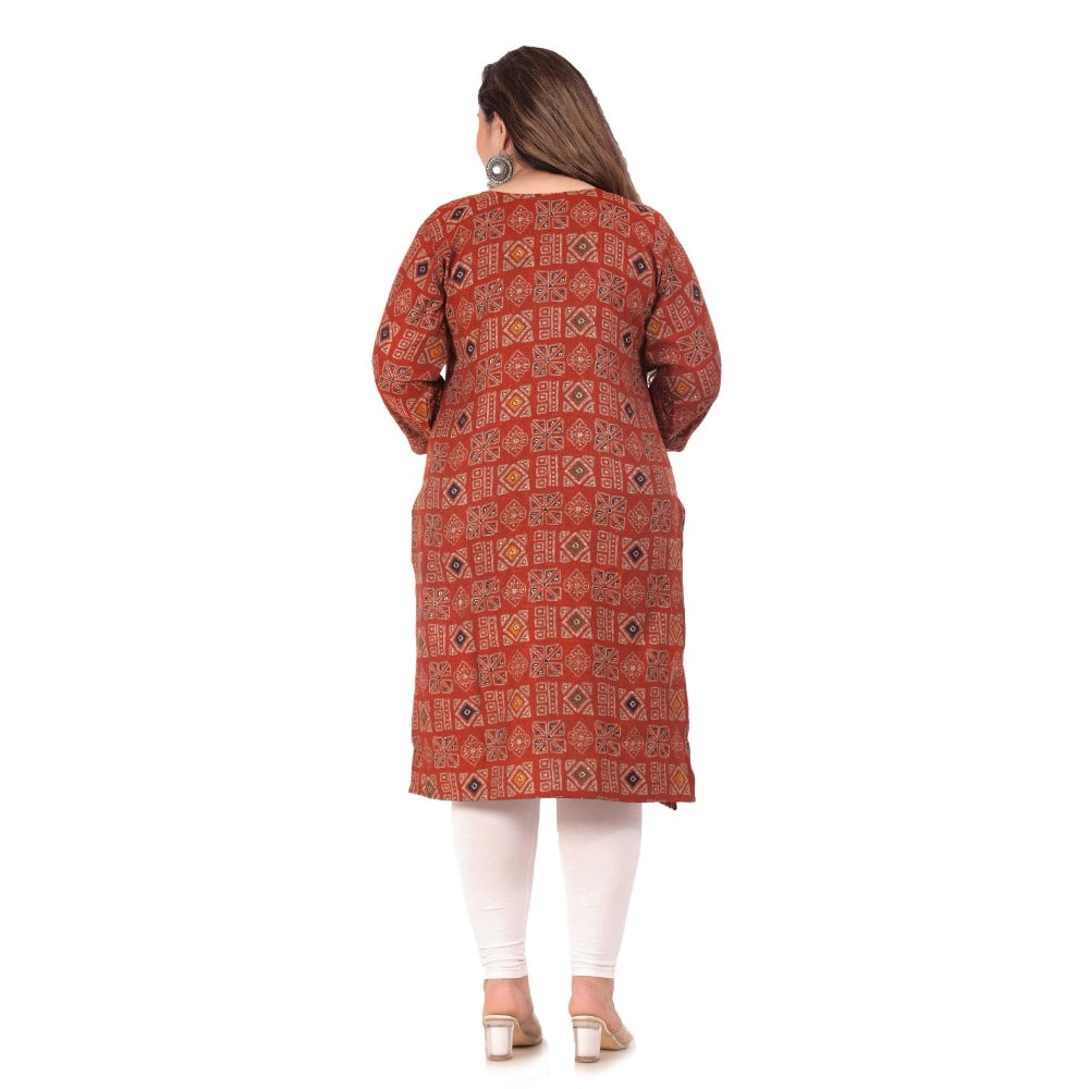 Women's office wear Designer Printed Capsule Straight Kurti (Maroon)