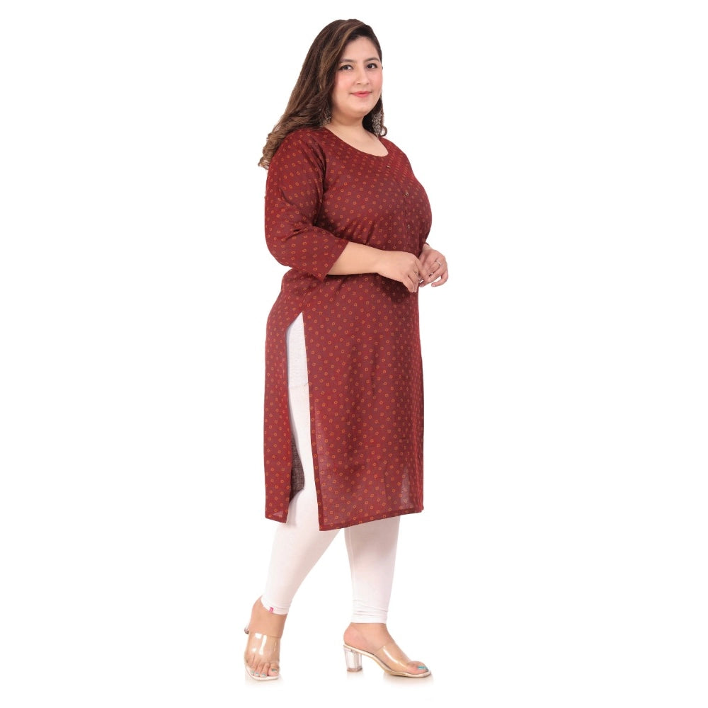 Women's office wear Bandhini Printed Capsule Straight Kurti (Maroon)