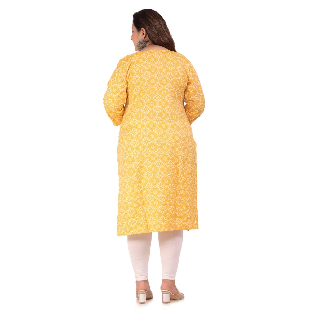 Women's office wear Designer Printed Capsule Straight Kurti (Yellow)