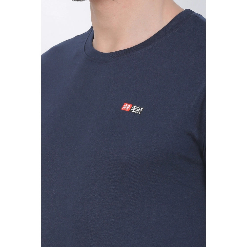 Men's Cotton Jersey Round Neck Plain Tshirt (Navy)