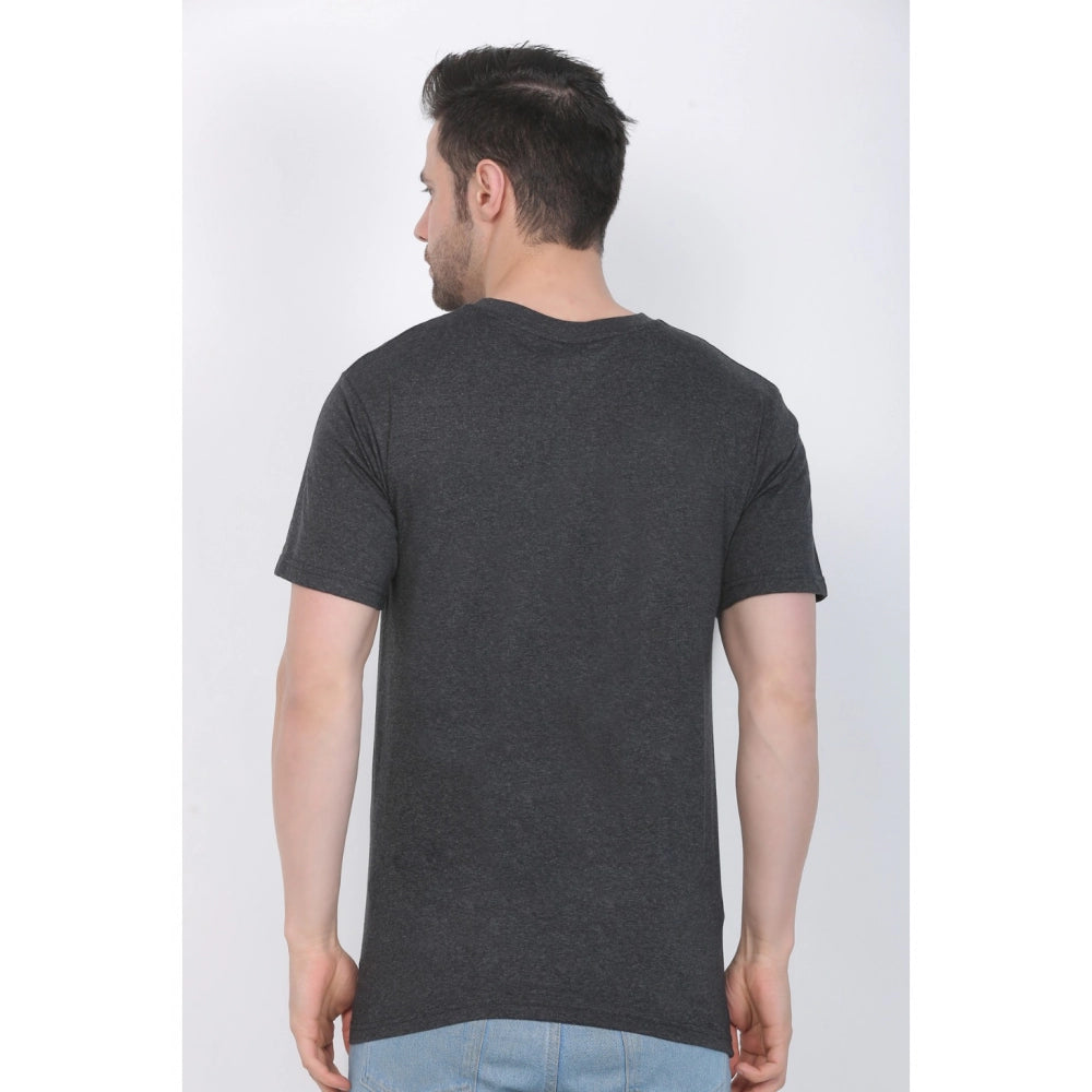 Men's Cotton Jersey Round Neck Plain Tshirt (Charcoal Melange)