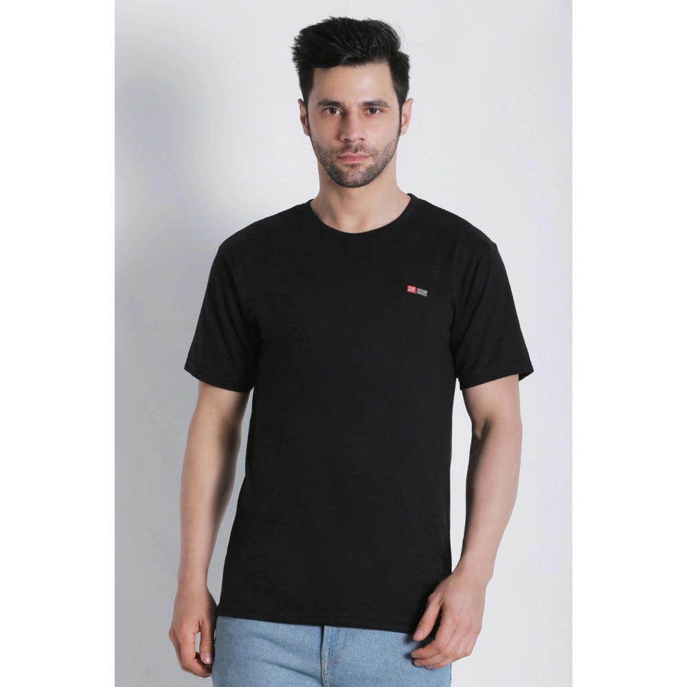 Men's Cotton Jersey Round Neck Plain Tshirt (Black)