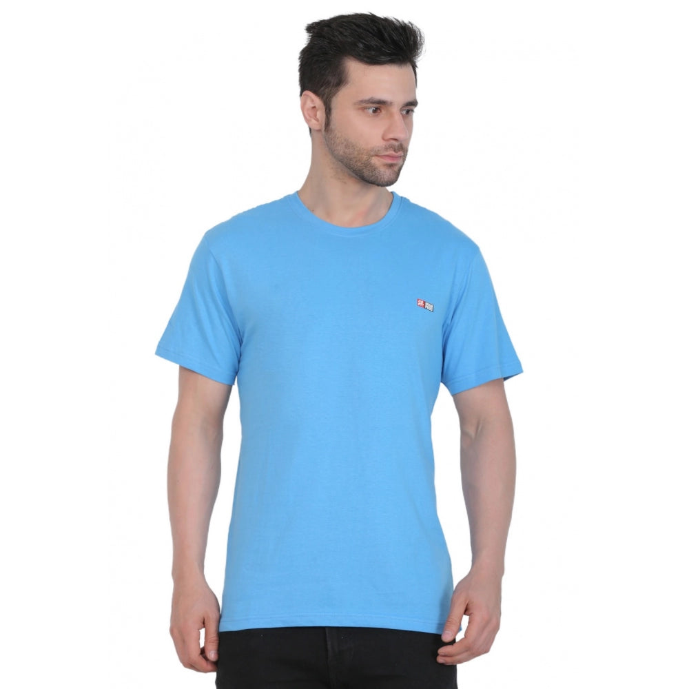 Men's Cotton Jersey Round Neck Plain Tshirt (Turquoise Blue)