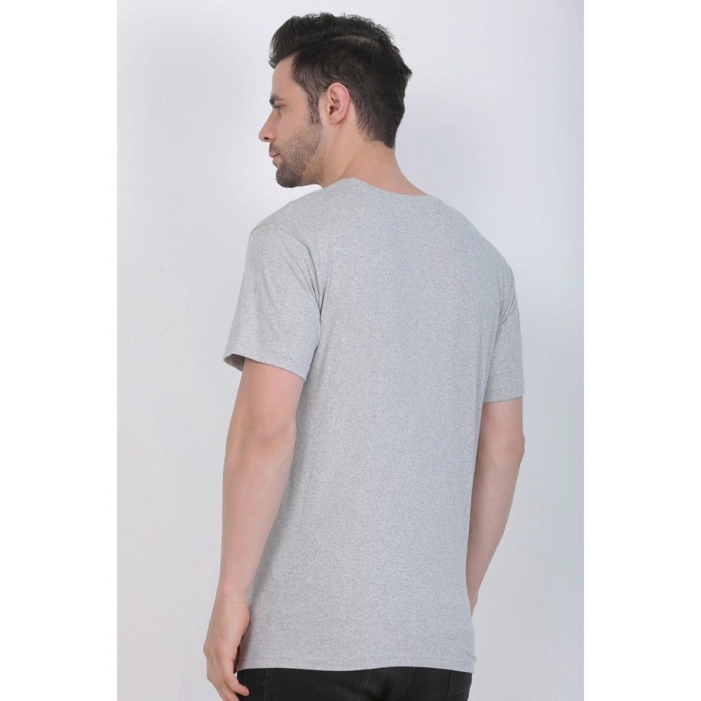 Men's Cotton Jersey Round Neck Plain Tshirt (Grey Melange)