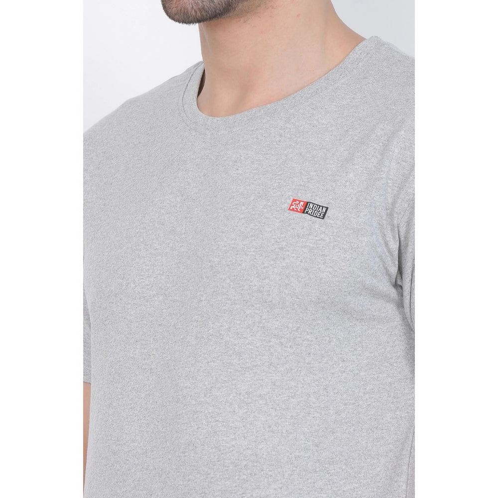 Men's Cotton Jersey Round Neck Plain Tshirt (Grey Melange)