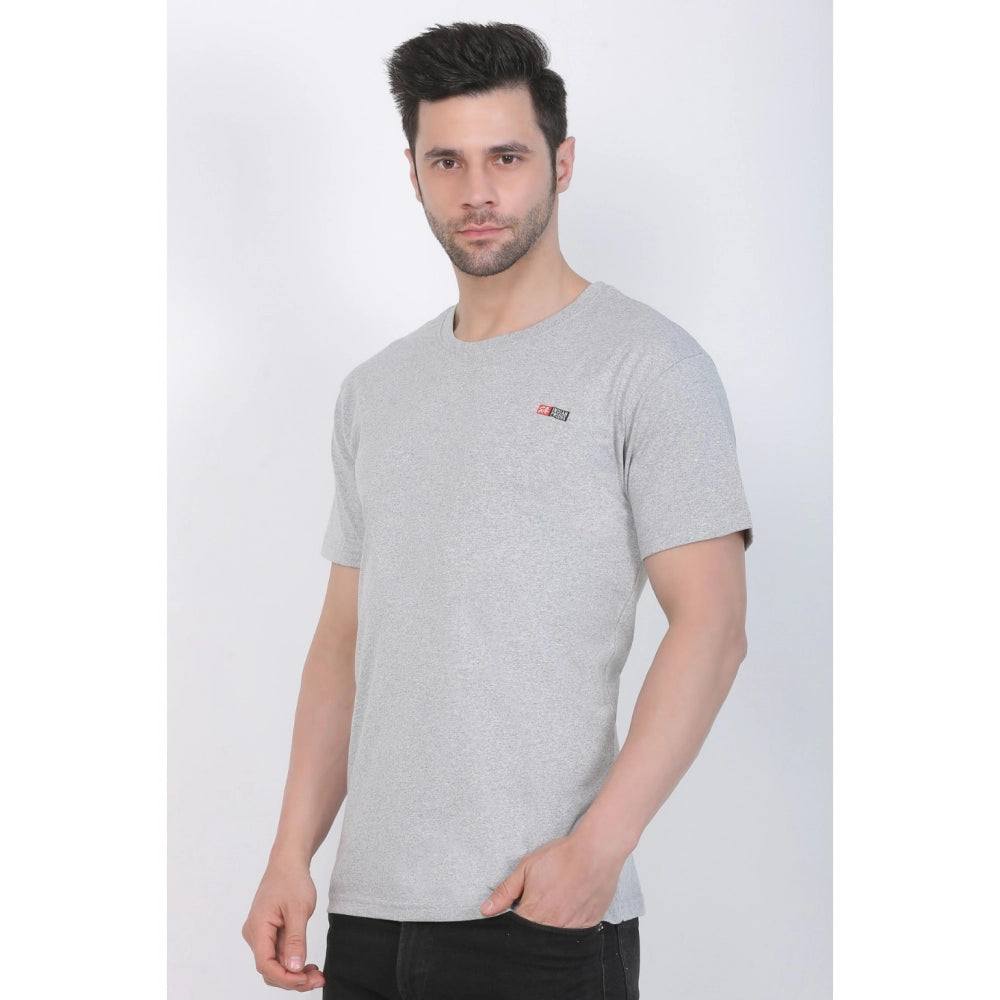 Men's Cotton Jersey Round Neck Plain Tshirt (Grey Melange)