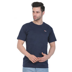 Men's Cotton Jersey Round Neck Plain Tshirt (Navy)