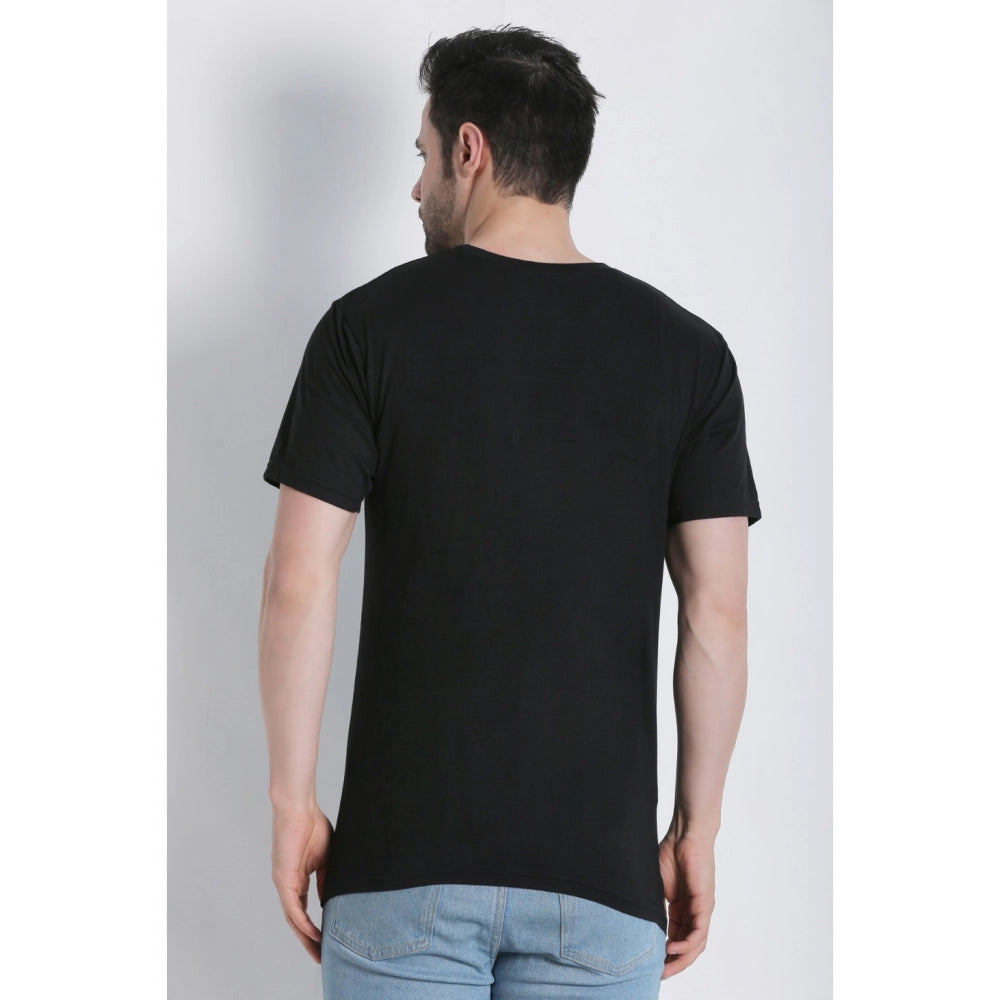 Men's Cotton Jersey Round Neck Plain Tshirt (Black)