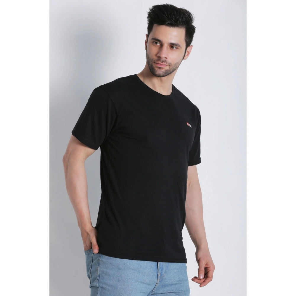 Men's Cotton Jersey Round Neck Plain Tshirt (Black)