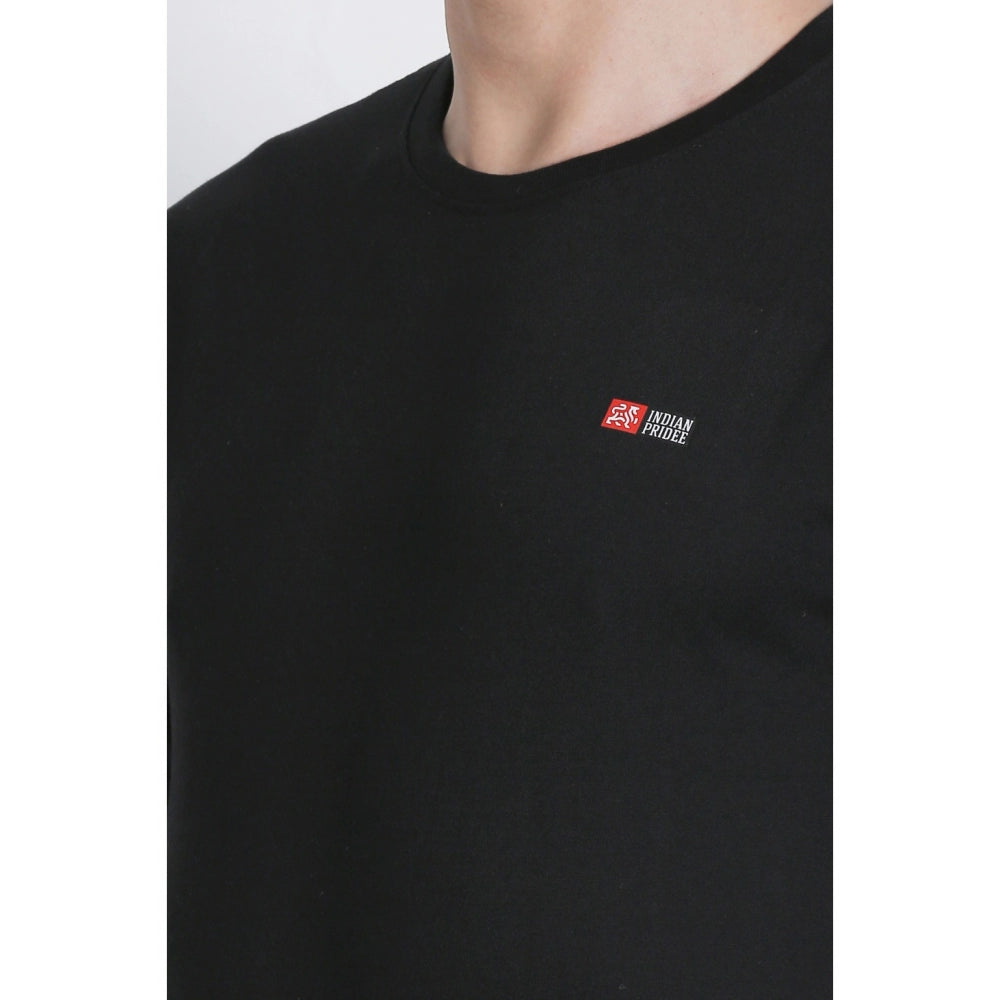 Men's Cotton Jersey Round Neck Plain Tshirt (Black)