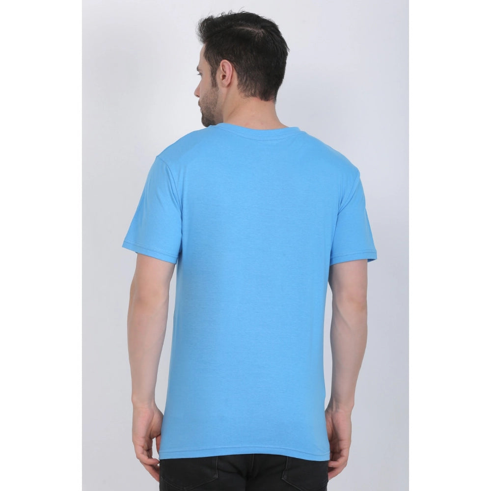 Men's Cotton Jersey Round Neck Plain Tshirt (Turquoise Blue)