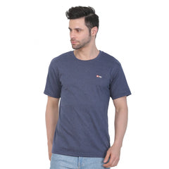 Men's Cotton Jersey Round Neck Plain Tshirt (Blue Melange)