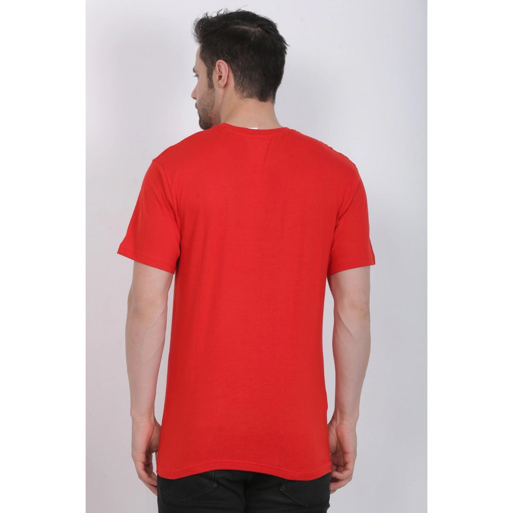 Men's Cotton Jersey Round Neck Plain Tshirt (Red)