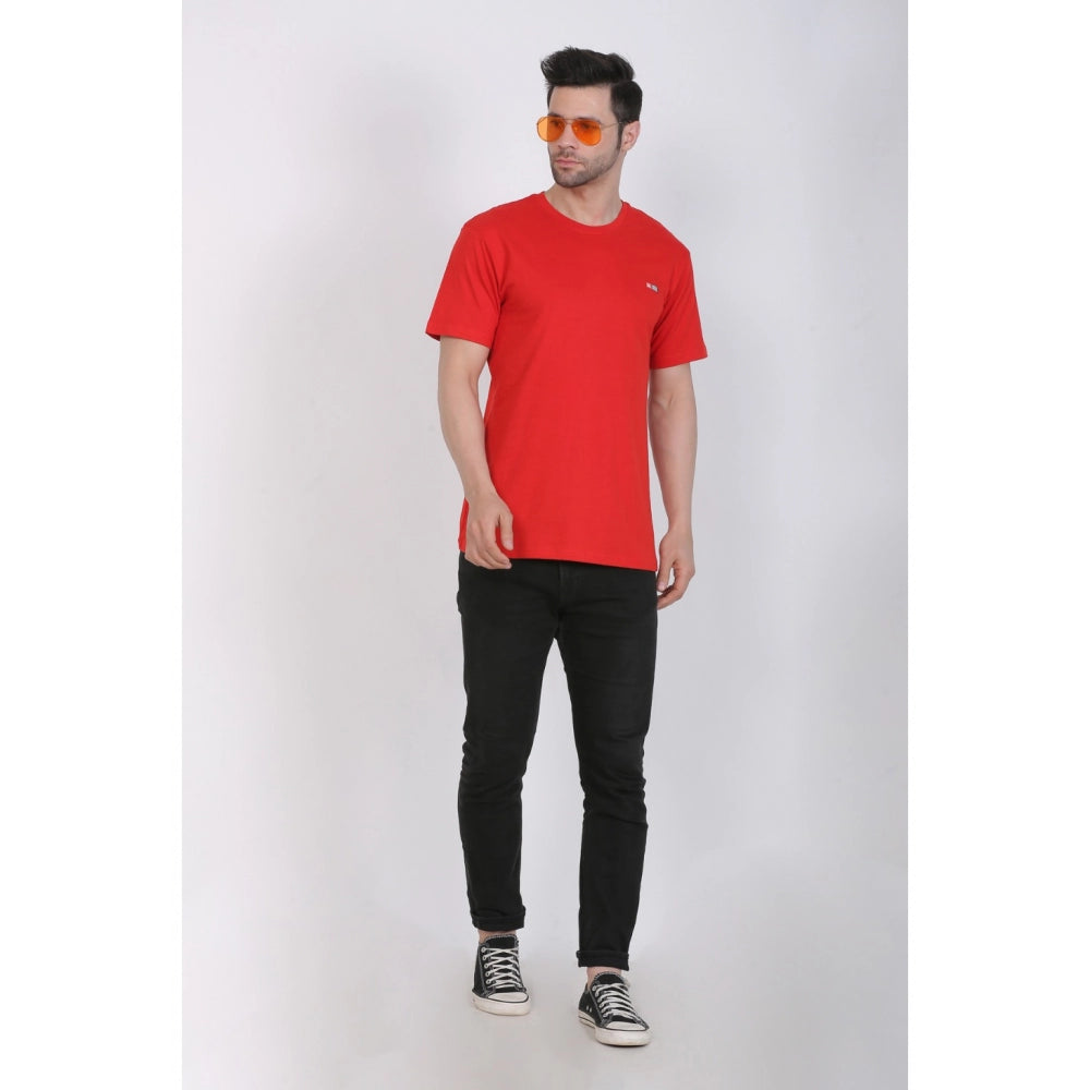 Men's Cotton Jersey Round Neck Plain Tshirt (Red)